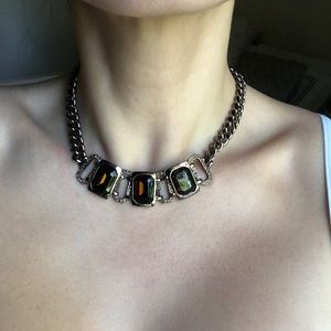 Givenchy necklace chocolate brown stones chain